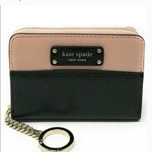 Kate Spade New York Small Leather Key Continental Wallet Jeanne, Pink & Black